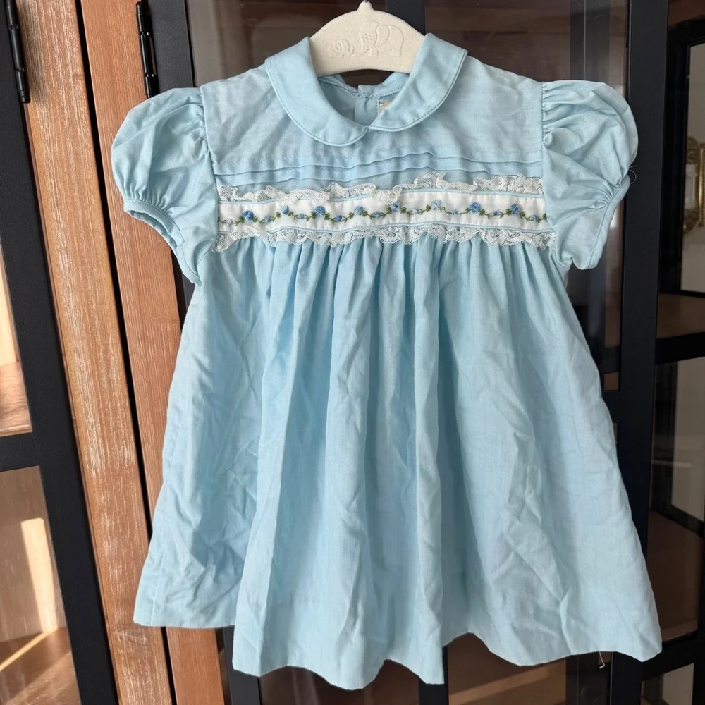 C.I. Castro vintage heirloom dress baby girl lace embroidered pintuck flowers